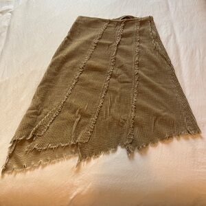 Frayed Hem Tan Skirt